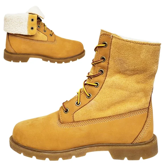 New Timberland linden woods waterproof fold down boots women 6 wheat nubuck faux - Picture 9 of 16